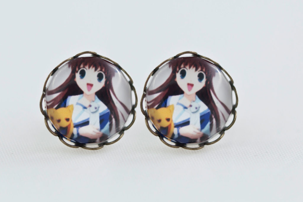 Chica Manga Fruits Basket Earrings stud waves Antique bronze Characters