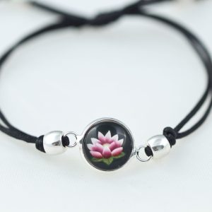 chica manga Bracelet slide knot Nana Tatoo black cord with round beads