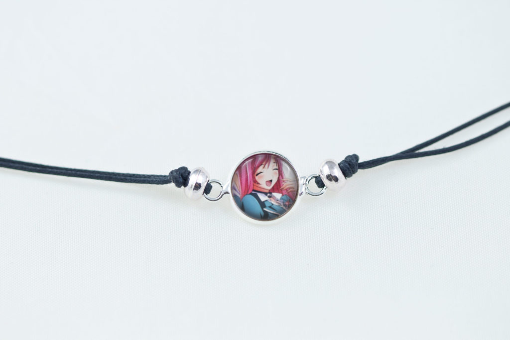 Chica Manga Bracelet slide knot Smilling Moka dark grey cord with round beads