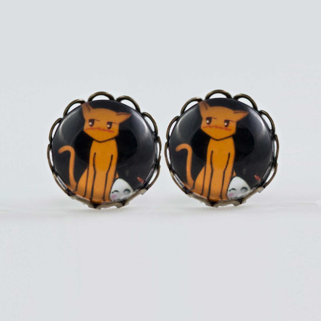 Chica- anga Fruits Basket Earrings stud waves Antique bronze Tohru & Kyo