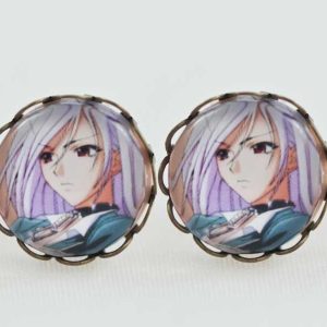 Chica Manga Rosario Vampire Earrings Antique Bronze Waves Stud inner Moka