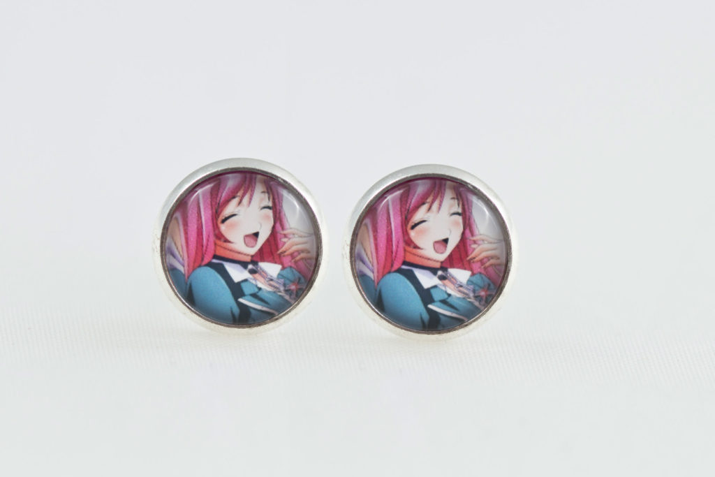 Chica Manga Earrings Stainless teel Stud Moka Smilling