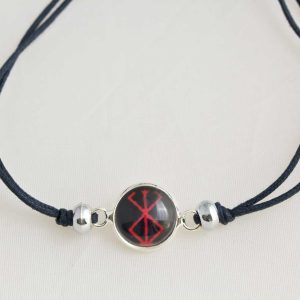 Chica Manga Bracelet slide knot berserk logo dark grey cord with round beads