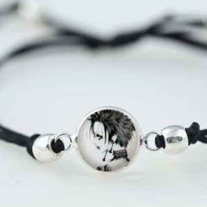 Bracelet slide knot Nana black cord with round beads